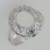 Sterling Silver Semi Mount Ring Setting Oval OV 11x9mm Vintage Repro White Topaz - Syzjewelry